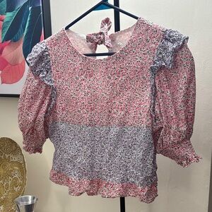 Tuckernuck Pink and Purple Floral Blouse